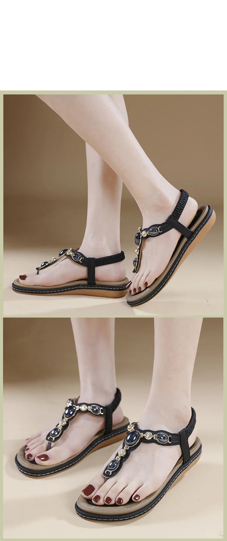 Summer New woman sandals Fashion Flats Women Casual Beach Shoes Women's Bohemia Style Leisure sandals Large Size 36-42