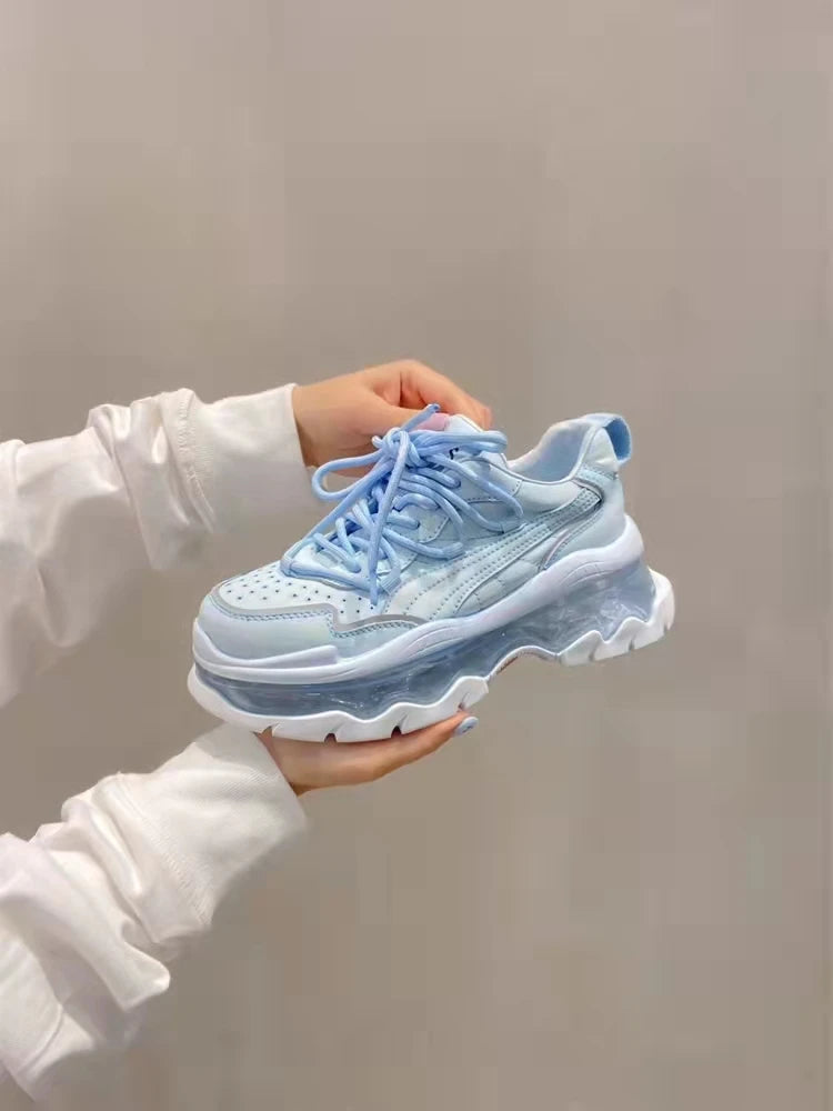 Shoes Women Sneakers Fashion Sole Design Light Color Summer Chunky Luxury Casual Sports Lace-up Basic Walking Shoes