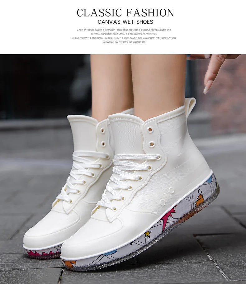 Men Rain Boots Fashion Trendy Nude Boots Anti-skid Work Chef Shoes Durable Waterproof Rubber Fishing Shoes Male Sneakers 2023New