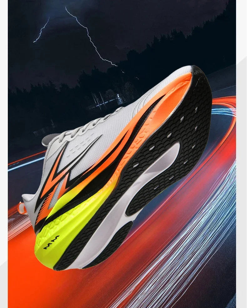 Men Women Carbon Plate Running Shoes Soft Cushion Shock Absorbing Sports Shoes Unisex Sneakers Light Anti-Slip Training Shoes