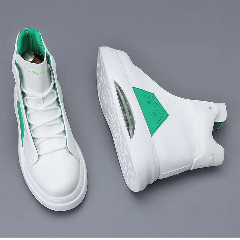 Luxury brand casual sneaker for men White high top air cushion sneakers Man Comfortable Soft Lace up botas masculino 2024