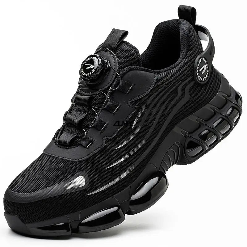 ZLMY Rotating Button Safety Shoes Men Steel Toe Sneakers Air Cushion Work Shoes Man Puncture Proof Work Safety Boots Protective