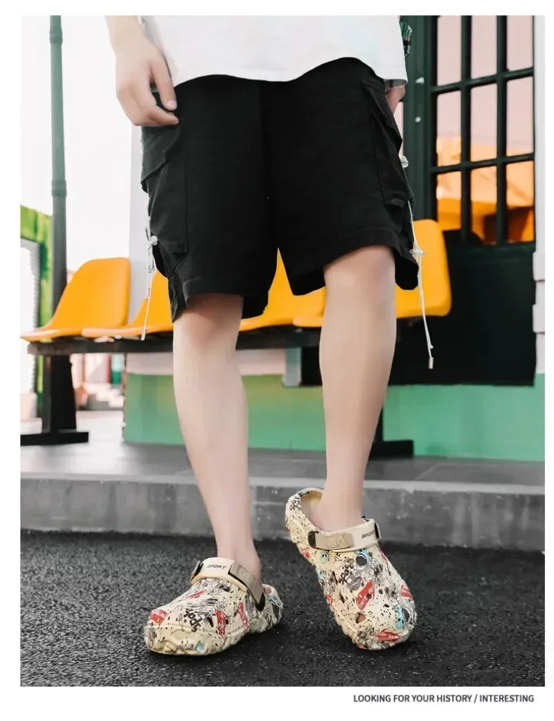 Plus Size 47 Summer Men Sandals Clogs Outdoor Garden Clogs Hole Shoes Male Casual Shoes Water Shoes Comfort Home Soft Slippers