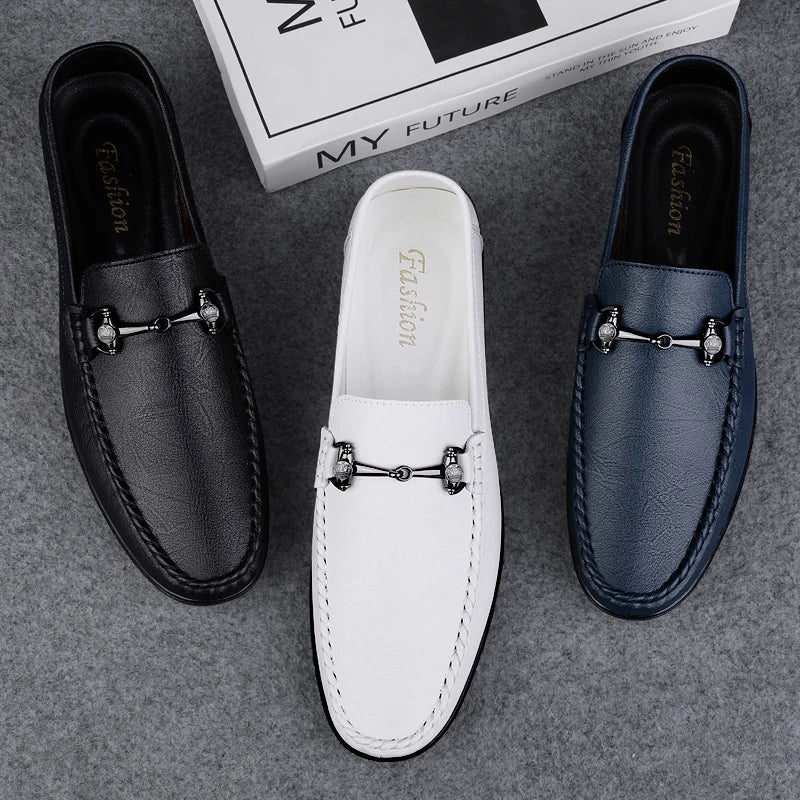 Elegantes Men Genuine Leather Loafers Non Slip Walking Shoes Breathable Outdoor Slip on Flats Casual Shoes Man Driving Moccasins