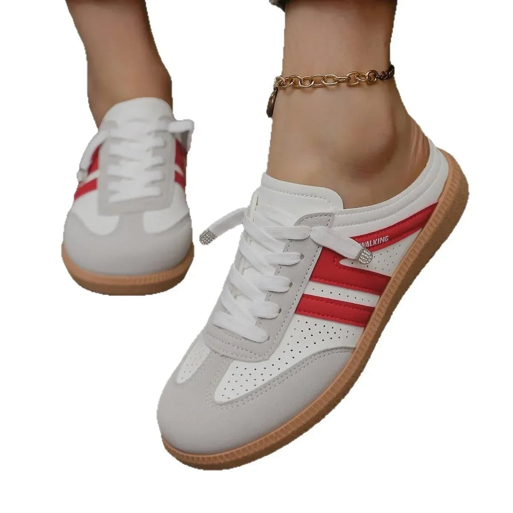 Women Mules Shoes Sports Round Toe Flat Female Footwear Casual Sneakers Clogs Platform Summer Slip on Creeper Baotou Slippers