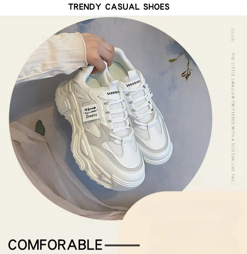 Chunky Platform Sneakers for Women Autumn New Fashion Thick Sole Vulcanized Shoes Woman Casual Non Slip Breathable Sports Shoes