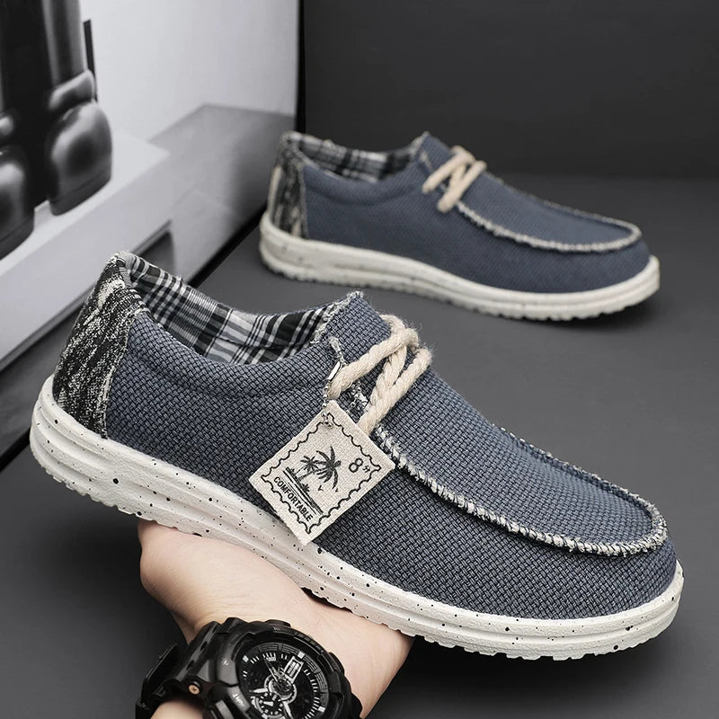 Men's Canvas Shoes Summer 2023 New Lightweight Breathable Soft Slip on Casual Shoes Fashion Beach Vacation Loafers Men Footwear