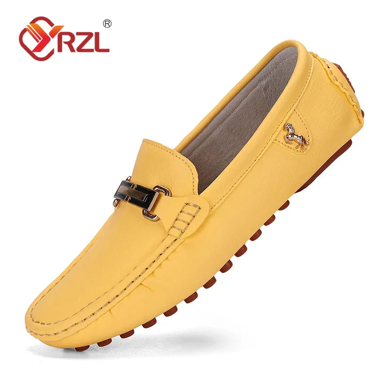 YRZL Men's Loafers Dress Office Shoes Men PU Leather Casual Shoes Lightweight Breathable Comfortable Slip on Driving Shoes Men