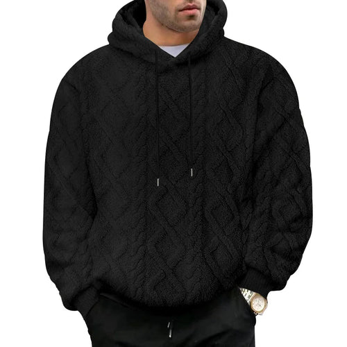 Autumn and winter leisure men's high street jacquard double-sided velvet hooded sports trend pullover sweater jacket