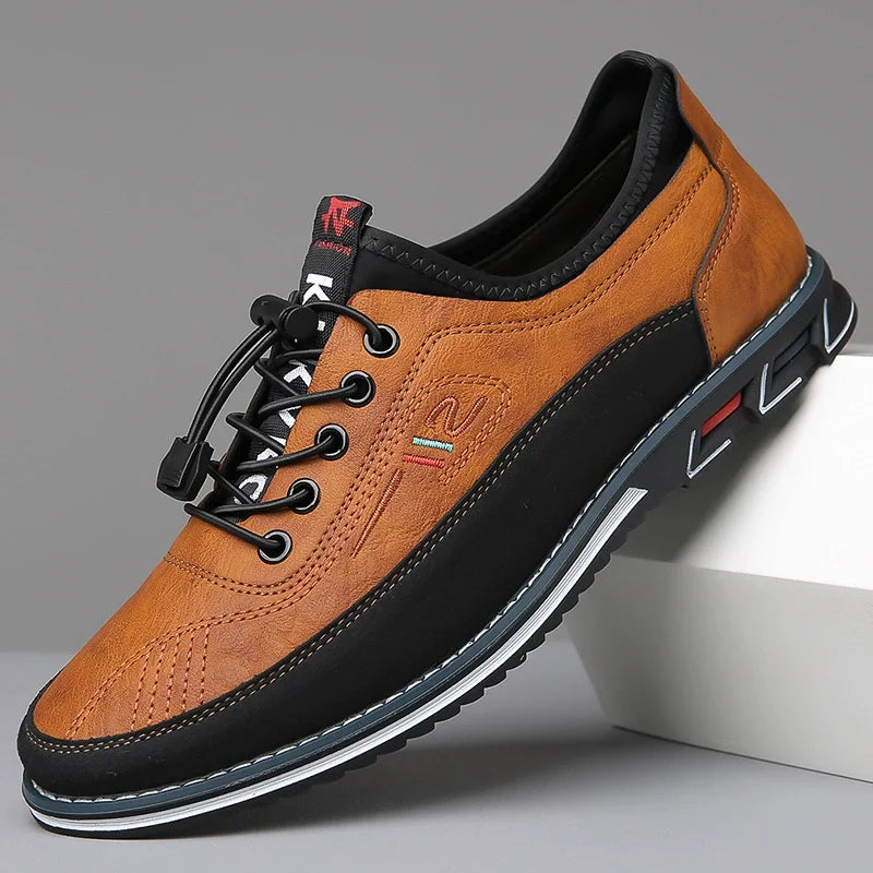 New Men's Leather Flat Casual Shoes Soft Sole Slip on Loafers Business Formal Shoes for Men Zapatos Casuales De Hombre Plus Size