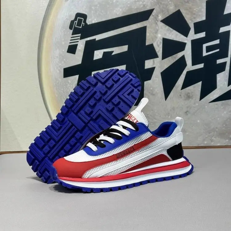 Chunky Sneaker Men Designer Retro Soft Sole Sport Shoes Fashion Casual Leather Fabric Breathable Height Increased Platform Shoes