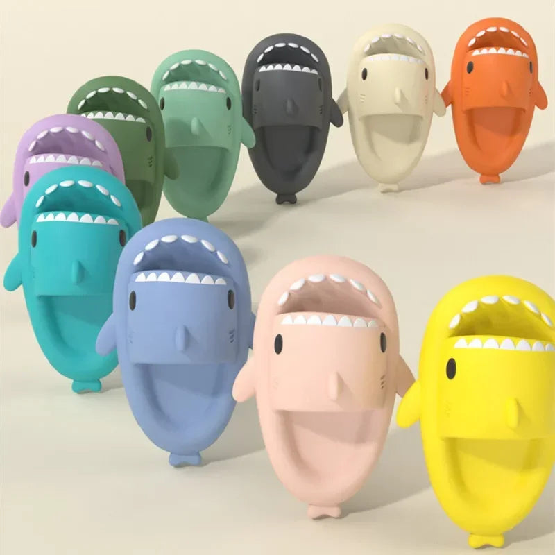 Big Size 36-47 Shark Slippers Men Flip Flops Soft EVA Flats Women Summer Beach Sandals Couple Platform Anti-Slip Bathroom Slides