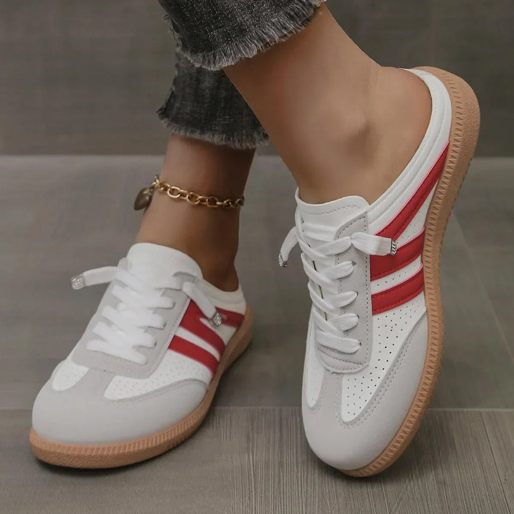 Women Mules Shoes Sports Round Toe Flat Female Footwear Casual Sneakers Clogs Platform Summer Slip on Creeper Baotou Slippers
