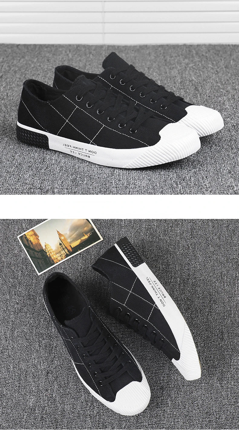 New Men's Low-cut Canvas Shoes Students Joker Lace-up Casual Shoe.
