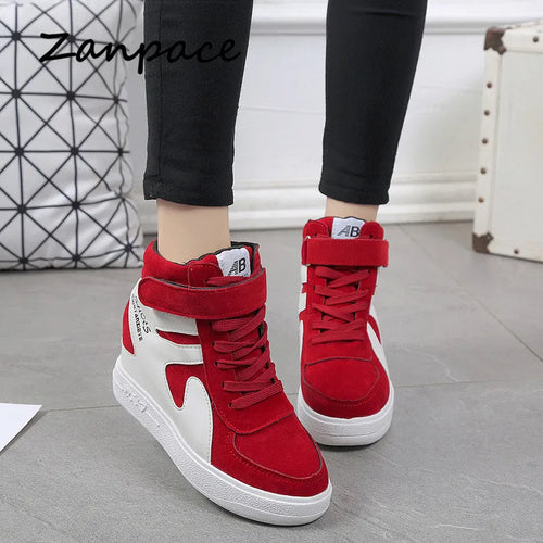 2026 Thick Platform Sneakers Casual Lace-Up Wedges High Heel Womens Shoes Outdoor Black Red Platform Vulcanize Shoes Women