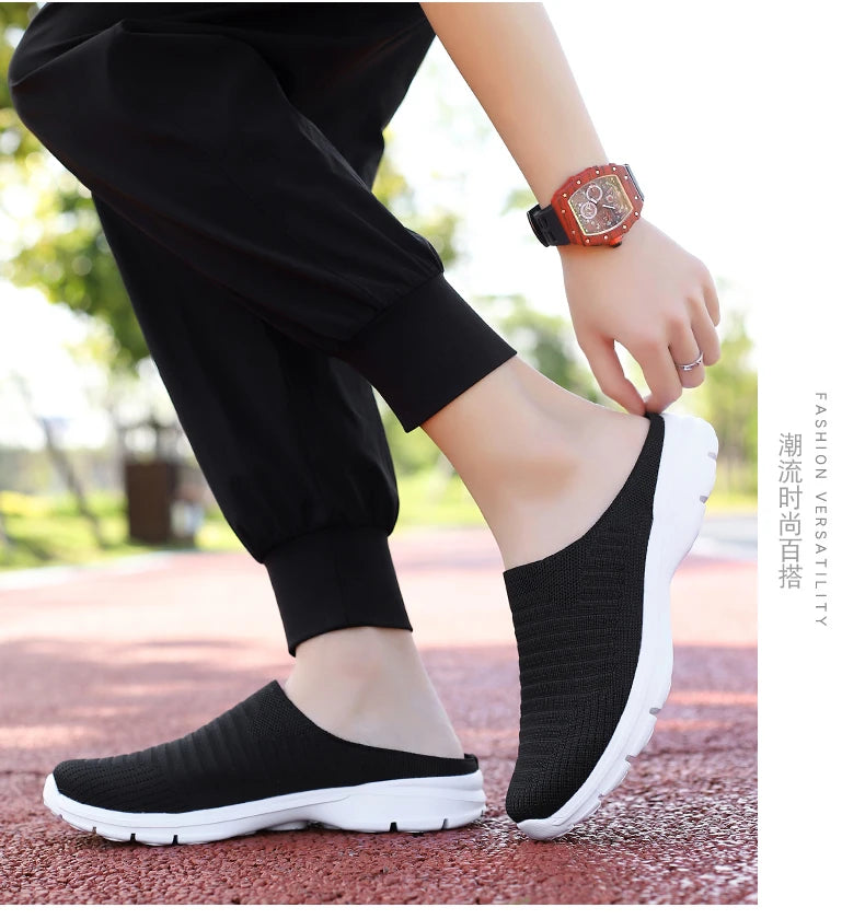 Men Slippers Summer Mesh Breathable Home Indoor Slippers Men Thick Bottom Slides Fashion Couple Walking Shoes Chanclas Hombre