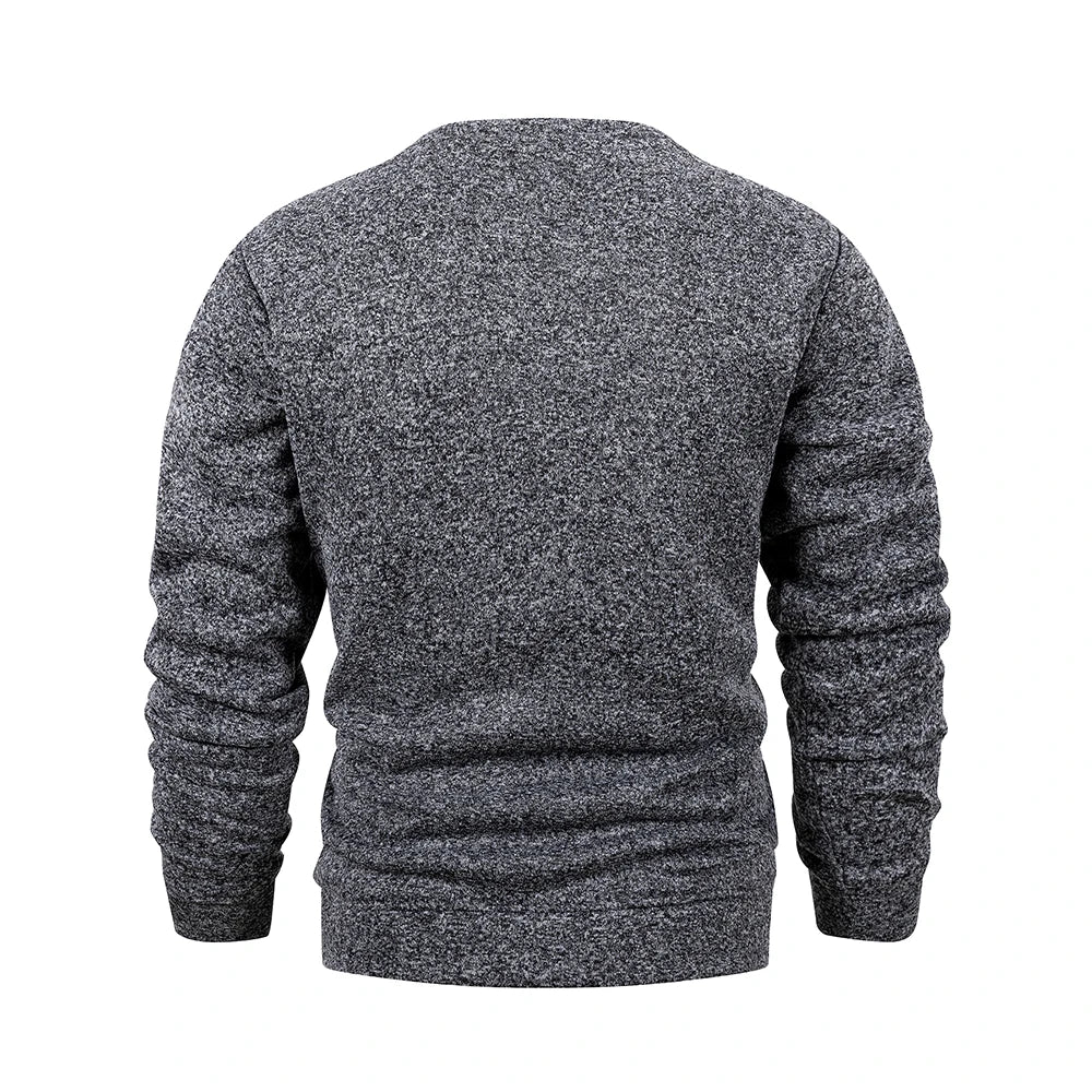 Men's Warm Crew Neck Sweatshirt Fleece Lined Thermal Pullover Autumn Winter Fashion Casual Sweater Loose Knit Long Sleeve Hoodie