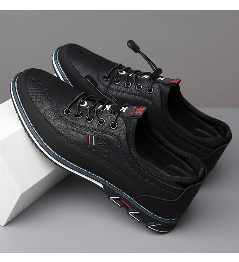 New Men's Leather Flat Casual Shoes Soft Sole Slip on Loafers Business Formal Shoes for Men Zapatos Casuales De Hombre Plus Size