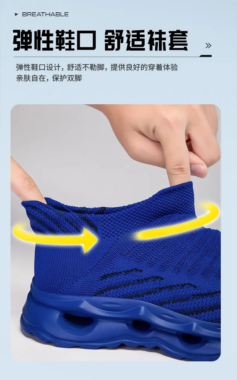 Hiking Shoes Men's Sports Running Black Running Shoes Breathable Mesh Women Lightweight Shock-absorbing Tennis Shoes Large Size