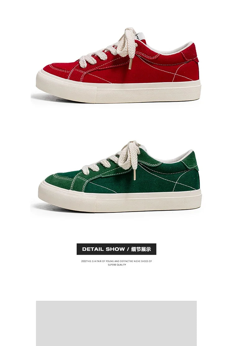 Men Skateboarding Shoes Canvas Thick Bottom Platform Shoes Comfortable Breathable Vulcanized Shoes Casual Sneakers Student Shoe