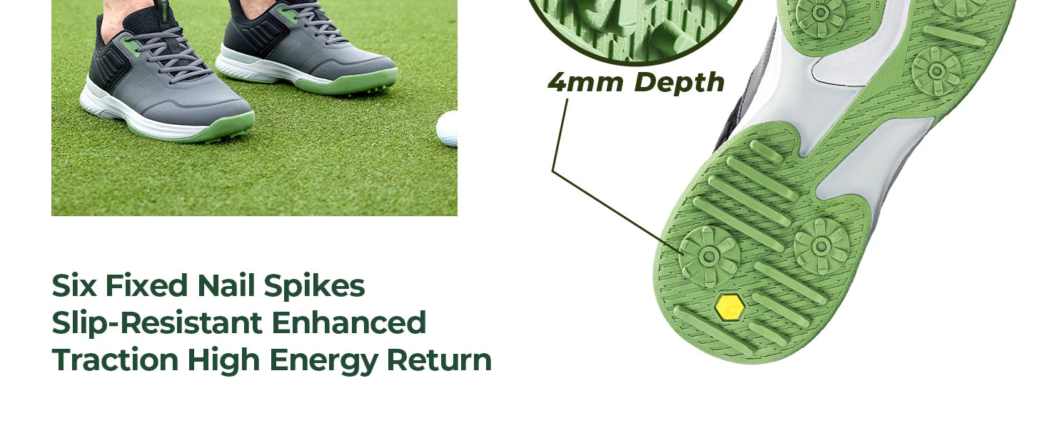 Fittington Professional Golf Shoes Wide Man Casual Sneakers Cushioning Outdoor Water Resistant Sport Shoes for Men with Spike