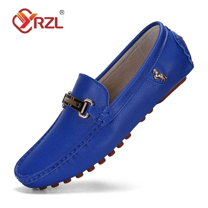YRZL Men's Loafers Dress Office Shoes Men PU Leather Casual Shoes Lightweight Breathable Comfortable Slip on Driving Shoes Men