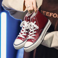 Retro High Top Canvas Shoes Classic Breathable Unisex Spring Autumn Fashionable Couple Style Cotton Lined Flat Bottom Sneakers