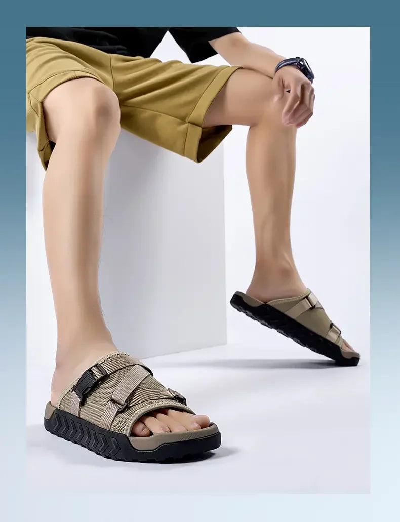 Men's Thick Soled Round Toe Fashionable Slippers Women's Comfortable Breathable Casual, Wear-resistant Sandals Summer Slippers