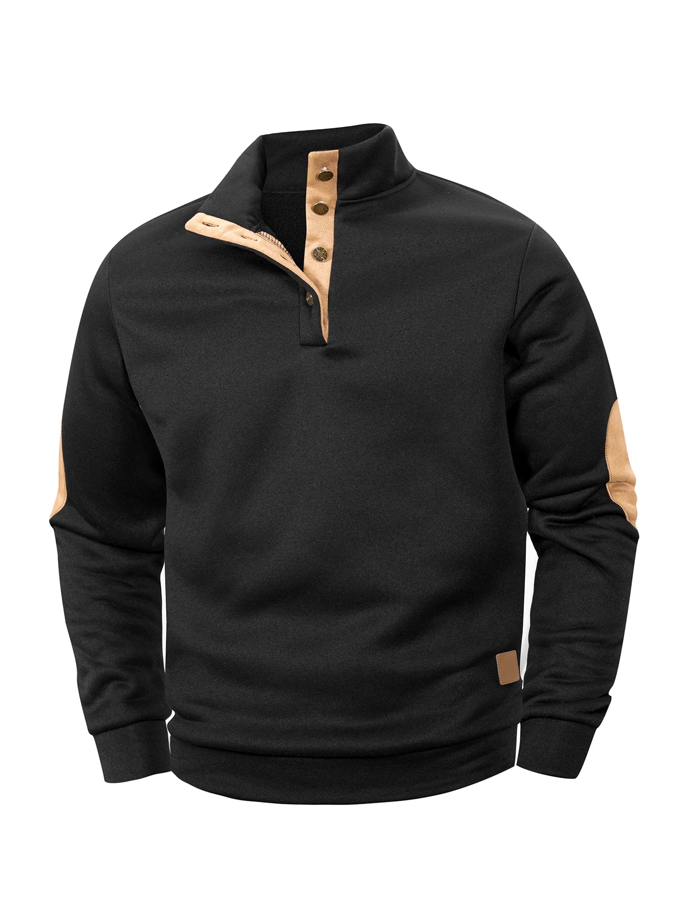 Spring Autumn Men's Casual Pullover Button Down Stand Collar Henley Polo Coats Long Sleeve Stand Collar Sweatshirts for Sport