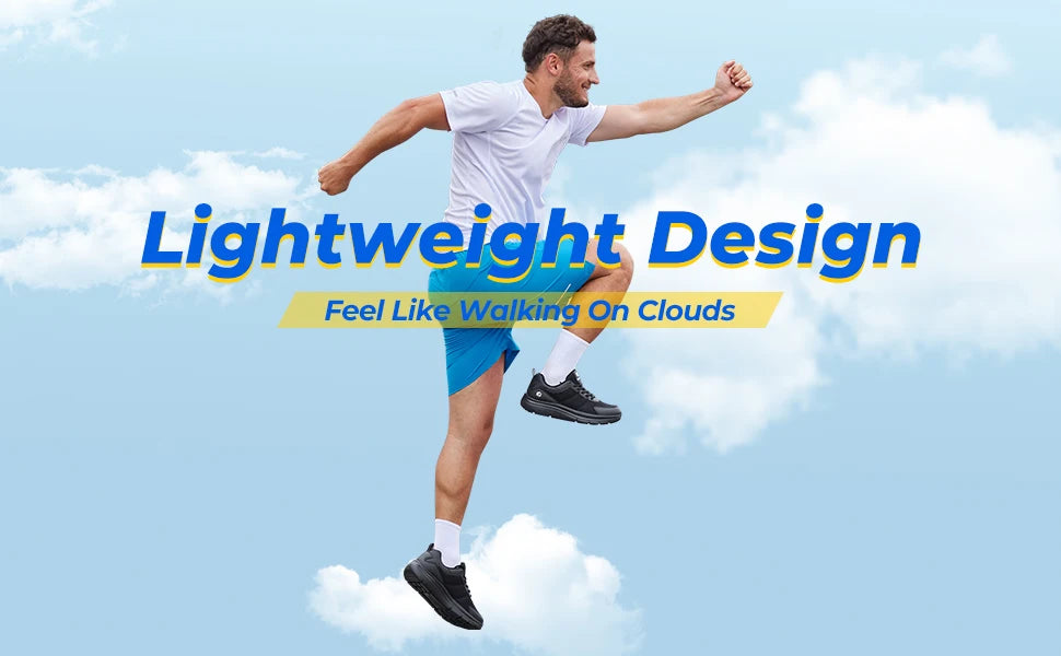 FitVille Men's Walking Shoes Wide Width Max Cushioning Lightweight Sneakers Casual Shoes for Plantar Fasciitis Pain Relief