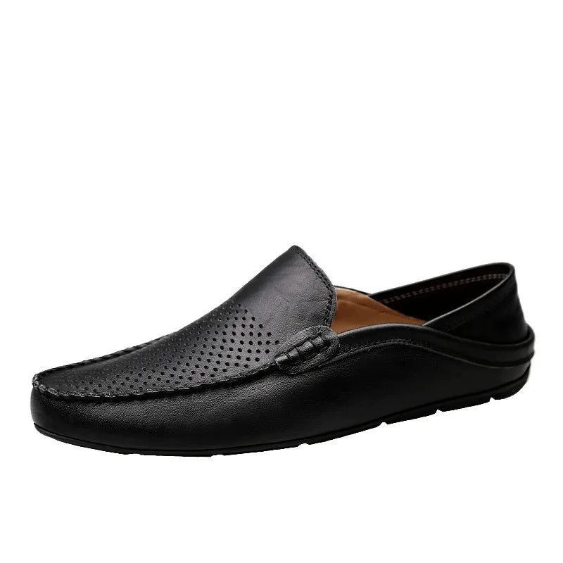 Men Loafers 2025 New Leather Shoes Men‘s Casual Shoes Moccasins Breathable Sneakers Men Driving Shoes Comfort Flats Plus Size 48
