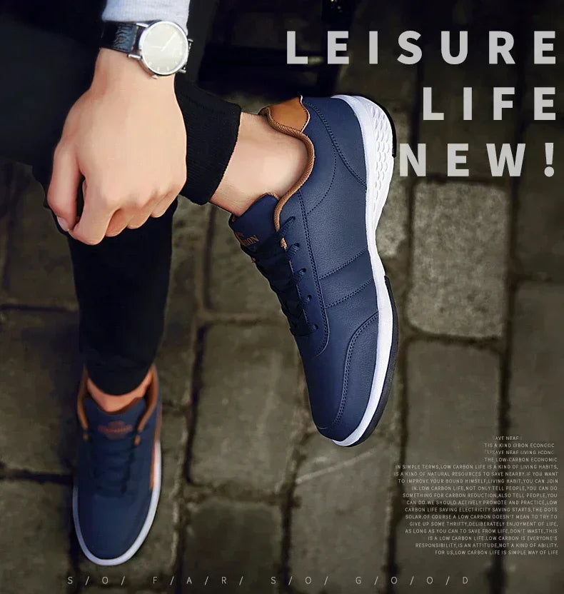 Shoes for Lace Up Footwear Vulcanized Men Leather Sneaker Waterproof Casual Comfortable Men's Sneaker Man Shoe Masculino