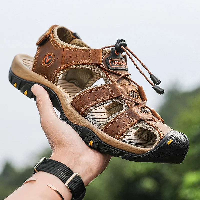 2023  Leather Men Shoes Summer New Large Size Men's Sandals Men Sandals Fashion Sandals Slippers Big Size 38-47