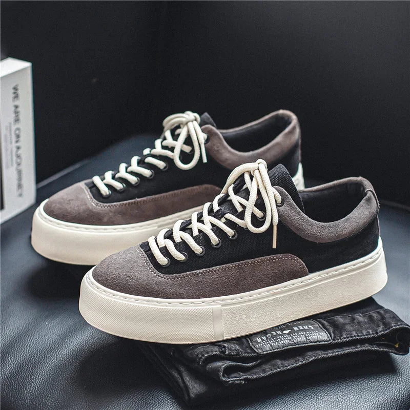 Korean Fashion Casual Canvas Sneakers Men Harajuku Platform Canvas Shoes Man Breathable Men's Vulcanized Shoes Zapatos De Lona