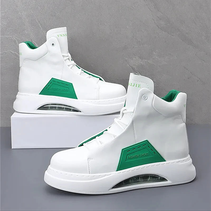Luxury brand casual sneaker for men White high top air cushion sneakers Man Comfortable Soft Lace up botas masculino 2024