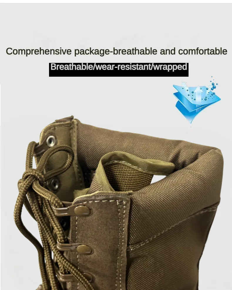 New Brand Leather Man Tactical Combat Boots Men Outdoor Hiking Desert Boots Breathable Male Ankle Boots