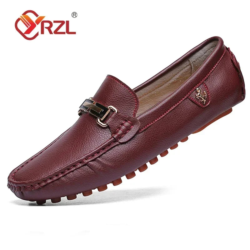 YRZL Men's Loafers Dress Office Shoes Men PU Leather Casual Shoes Lightweight Breathable Comfortable Slip on Driving Shoes Men