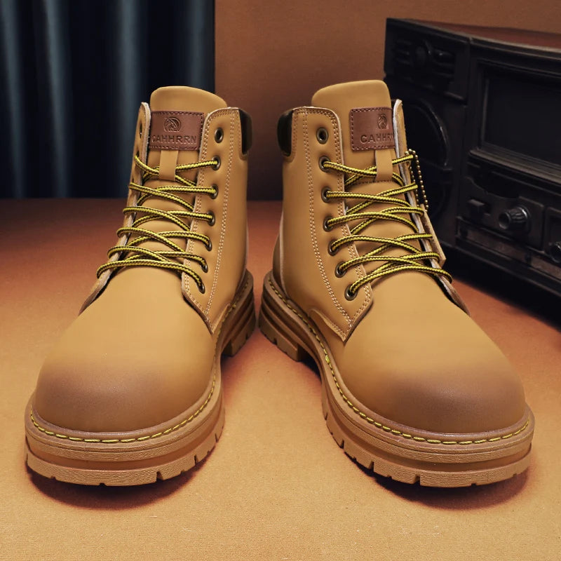 2026 Winter Ankle Boots Men's Boots Outdoor Yellow Boots Classic Design High Top Men Casual Shoes Botas Para Hombre