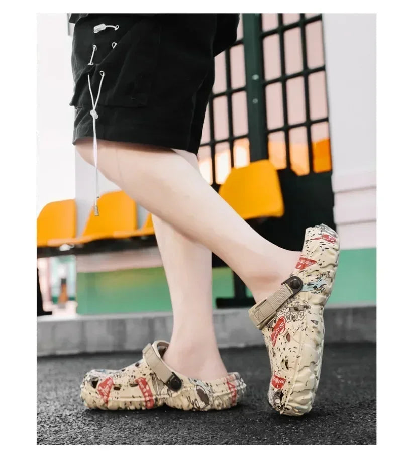Plus Size 47 Summer Men Sandals Clogs Outdoor Garden Clogs Hole Shoes Male Casual Shoes Water Shoes Comfort Home Soft Slippers