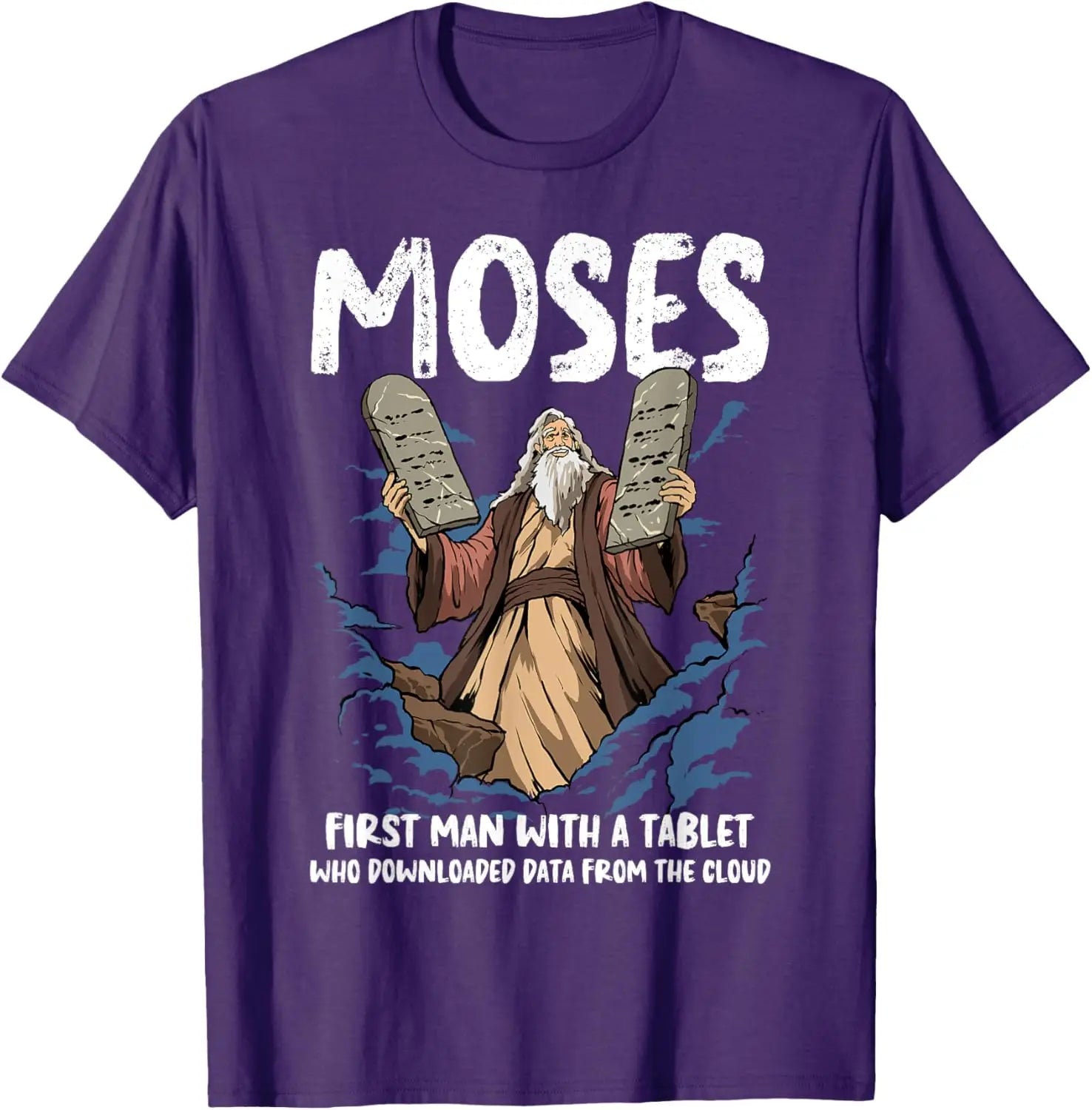 Funny Moses Shirt Christian Humor Bible Gospel Data Cloud T-Shirt