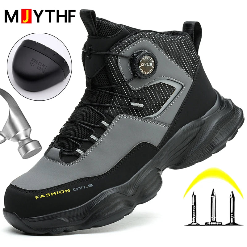 Rotating button Safety Shoes Men Boots work Sneakers Male Steel Toe shoes Protective Boots Puncture-Proof Indestructible shoes