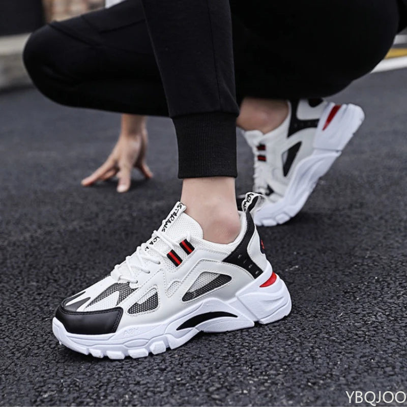 New Men's Shoes Spring  Autumn Breathable Mesh Shoes Thick soled Height Increasing Shoes Men's Versatile Trendy Sports Shoes