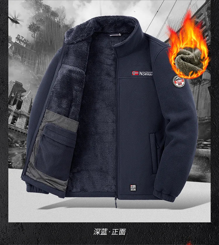 Men's Outdoor Fleece Jacket Autumn Winter Thickened Polar Fleece with Added Insulation New Season Warm Casual Coat