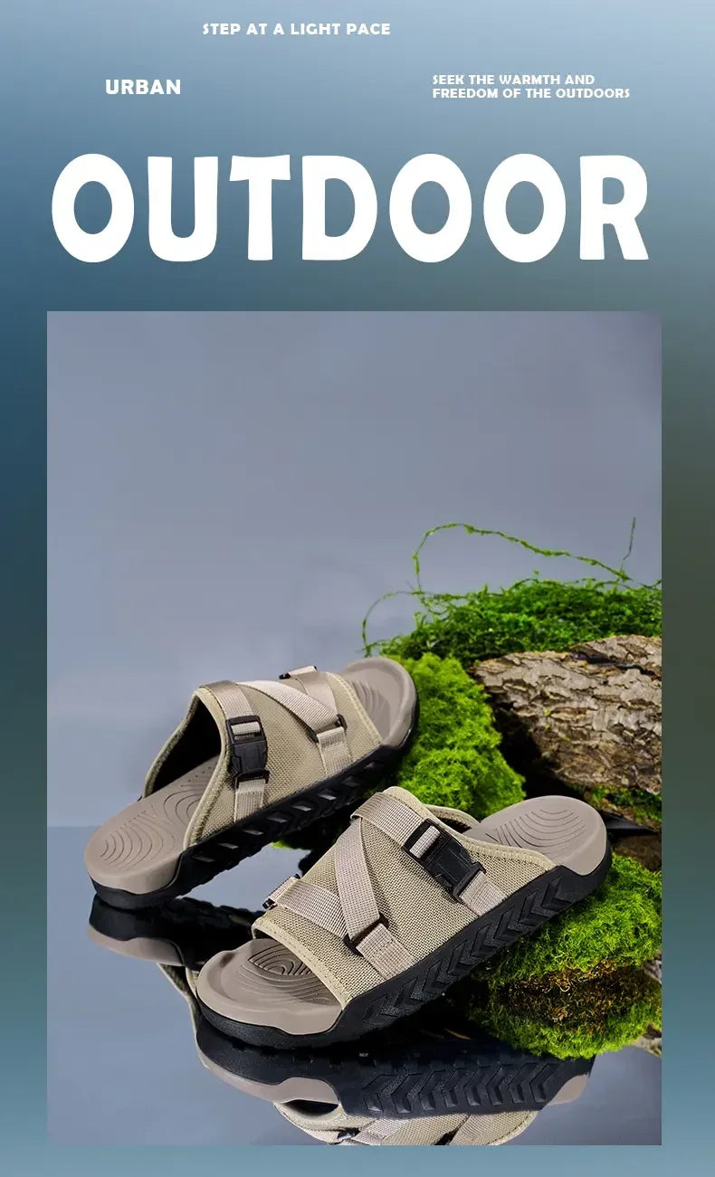 Men's Thick Soled Round Toe Fashionable Slippers Women's Comfortable Breathable Casual, Wear-resistant Sandals Summer Slippers