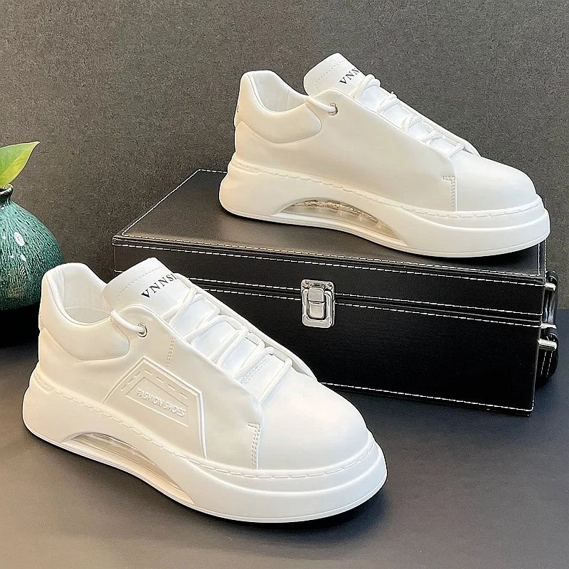 Luxury brand casual sneaker for men White high top air cushion sneakers Man Comfortable Soft Lace up botas masculino 2024