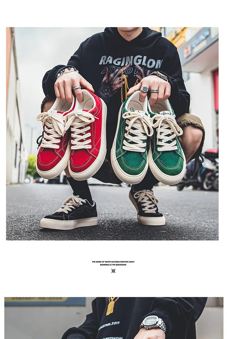 Men Skateboarding Shoes Canvas Thick Bottom Platform Shoes Comfortable Breathable Vulcanized Shoes Casual Sneakers Student Shoe