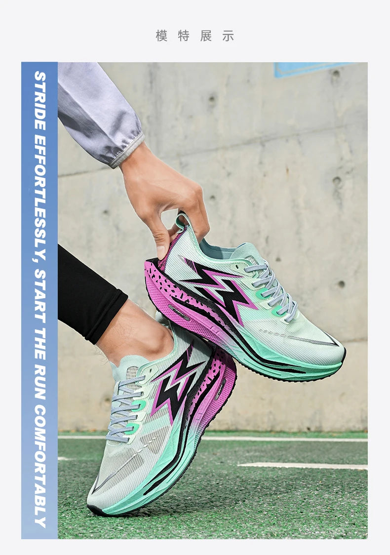 Men Running Shoes Marathon Carbon Board Speciality Sports Breathable Lightweight Women's Comfortable Athletic Nonskid Sneakers