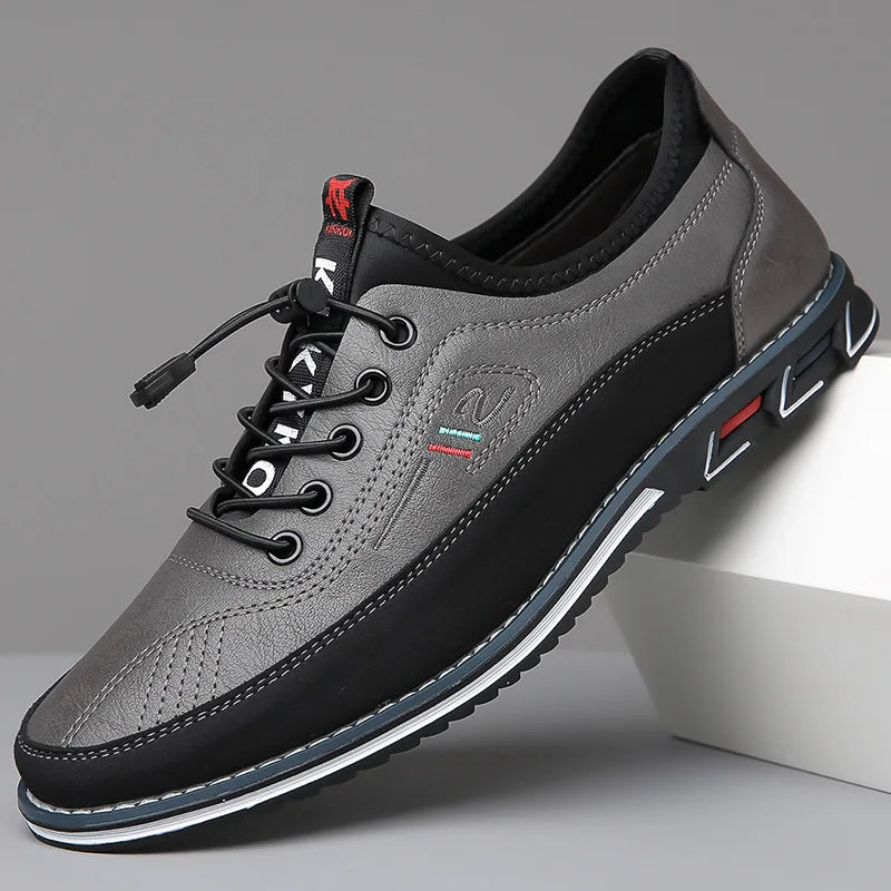 New Men's Leather Flat Casual Shoes Soft Sole Slip on Loafers Business Formal Shoes for Men Zapatos Casuales De Hombre Plus Size