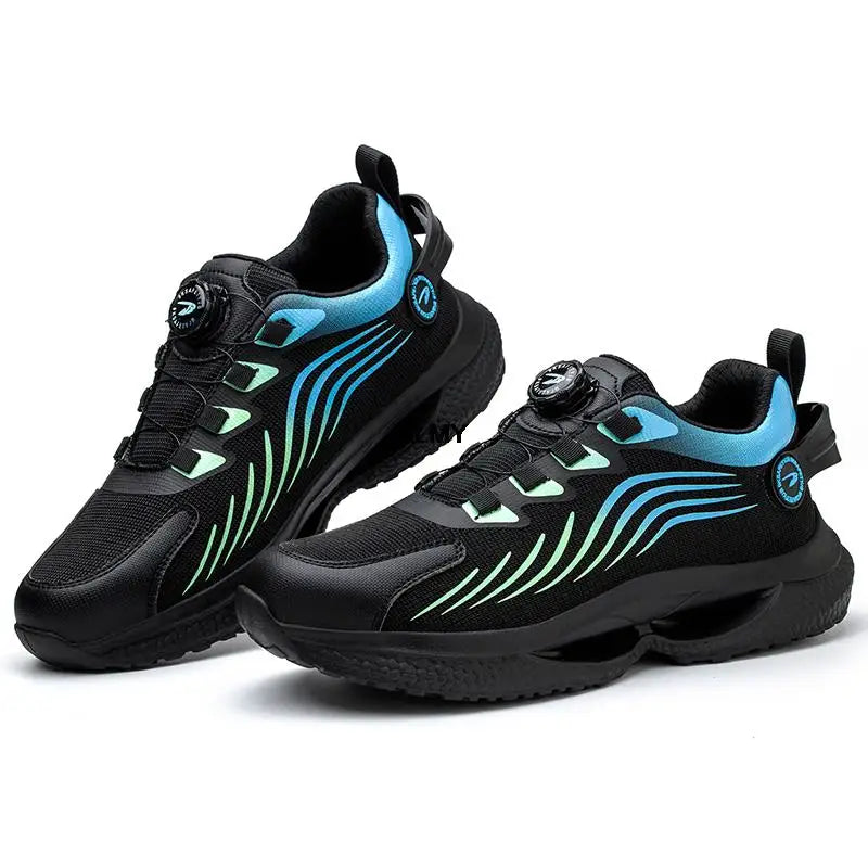 ZLMY Rotating Button Safety Shoes Men Steel Toe Sneakers Air Cushion Work Shoes Man Puncture Proof Work Safety Boots Protective