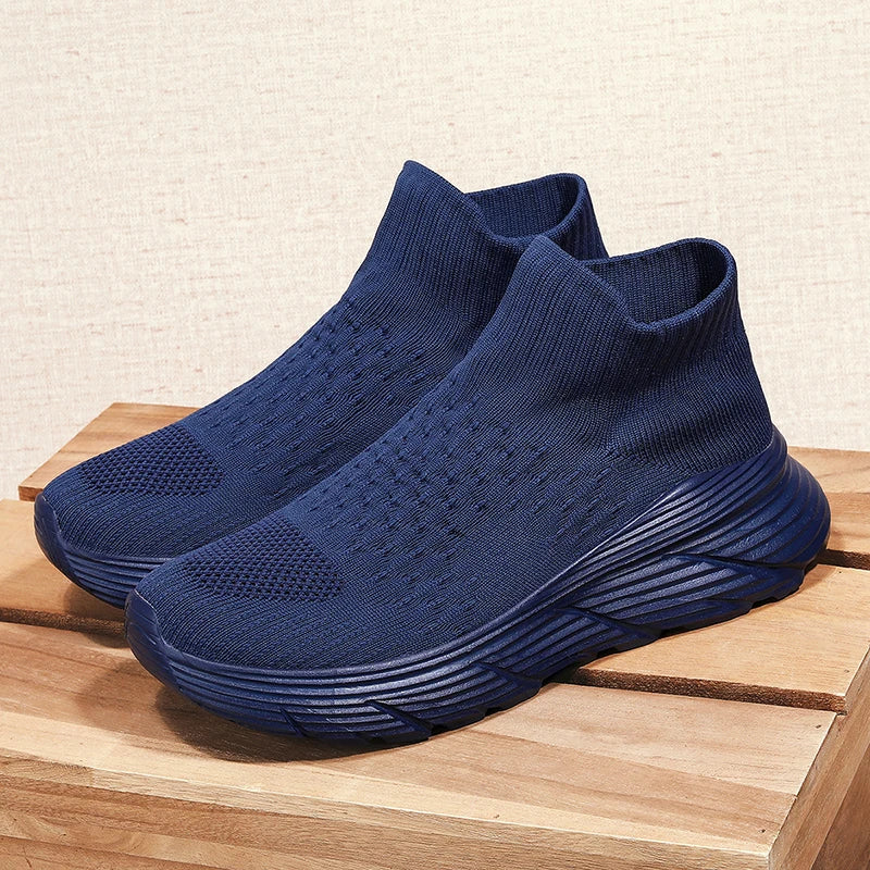 Soft Light Sneakers Men and Women Plus Size 35-46 Unisex Sports Shoes Thick Sole Cushioning EVA Slip On Ankle Socks Shoes